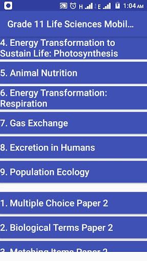 Grade 11 Life Sciences - عکس برنامه موبایلی اندروید