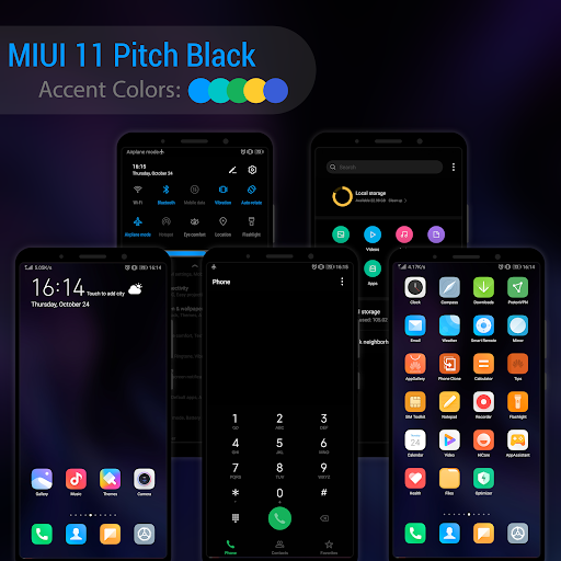 MIUI 11 Pitch Black Free - EMUI 9.1/9.0 Theme - عکس برنامه موبایلی اندروید