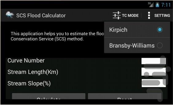 SCS Flood Calculator - Image screenshot of android app