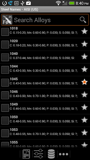 Knife Steel Composition Chart - Image screenshot of android app